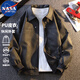 NASA MARVEL夾克春秋季男士新款皮衣外套寬松休閑百搭上衣 黑灰色 2XL 