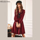 Olrain【版型升級】新年紅色連衣裙女裝赫本風(fēng)小紅裙本命年衣服 紅色 L