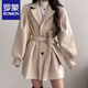 羅蒙（ROMON）2025毛呢外套女中長(cháng)款秋冬季新款氣質(zhì)赫本風(fēng)寬松呢子大衣 杏色（商城質(zhì)量） M