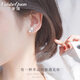 翠奢緣品牌四葉草耳釘女氣質(zhì)女士銀飾七夕情人節(jié)送媽媽女友老婆生日禮物 心形四葉草耳釘-白金色