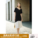 獨(dú)束大碼女裝【黑標(biāo)系列】2024夏精致派對(duì)法式撞色魚(yú)尾短袖連衣裙 赫本黑 XL (尺碼：3)