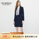 SCOFIELD通勤簡約翻領(lǐng)長袖收腰修身商務(wù)西裝西服外套套裝 藏青色短裙 M 165