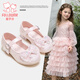 富羅迷女童皮鞋春秋季小女孩甜美洋氣公主鞋兒童演出禮服鞋 幻彩粉  29 