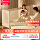 coolbaby拼接床無(wú)縫拼接?jì)雰簜?cè)邊實(shí)木床加寬高護(hù)欄新生兒床 旗艦款【單床+4D床墊】200*60