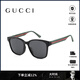 古馳（GUCCI）教師節墨鏡男士織帶鏡腿開(kāi)車(chē)方框太陽(yáng)眼鏡女圣誕實(shí)用禮物GG0417SK GG0417SK-001
