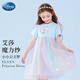 迪士尼女童連衣裙夏女孩2025新款愛莎公主裙裙子網(wǎng)紗裙LX82124 藍(lán)120