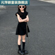 元萍穎女童夏季連衣裙兒童新款法式氣質(zhì)小黑裙女寶寶洋氣A字裙 黑色 140 【建議身高140cm左右】