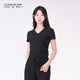 哥弟（GIRDEAR）女裝T恤衫上衣V領(lǐng)短袖T恤夏季穿搭夏裝半袖夏裝1300888 黑色 * S (2碼)