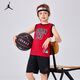 NIKE JORDAN 耐克AJ籃球服套裝23號(hào)球衣夏季兒童籃球背心+短褲2件套 正黑色 130 /64 【建議身高116-122cm】