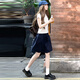 森馬（Semir）藏青色半身裙女夏季薄2025新款高腰顯瘦a字短裙小個(gè)子工裝五分裙 藏青色 S 適合體重【80-95斤】
