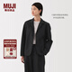 無印良品（MUJI）女式漢麻棉襯衫式夾克女長袖外套25年夏季西裝小西服女裝BD0ZZC5S 黑色 XL （165/92A）
