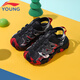 李寧（LI-NING）涼鞋夏季兒童涼鞋2025新款男女小童包頭網(wǎng)面透氣防滑兒童沙灘涼鞋 冷檀黑/黑色/朱砂紅30-5 28