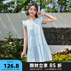三福無袖連衣裙2025夏飛飛袖甜美寬松公主裙A字裙子娃娃裙女裝499690 粉藍色 S