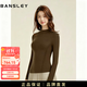 班仕利山羊絨半高領(lǐng)德絨保暖上衣女打底衫內搭長(cháng)袖保暖內衣秋冬季 栗咖色 S (建議體重80-100斤)
