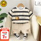 G.DUCKKIDS小黃鴨男童夏季套裝新款兒童衣服一歲男寶寶棉短袖上衣嬰幼兒褲子 YH252214款 黑色 80 尺碼7-11月(建議寶寶75-85cm