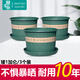 墨斗魚(yú)花盆加侖盆加厚矮款1加侖*3件家用辦公室盆栽樹(shù)脂塑料簡(jiǎn)約帶托盤(pán)