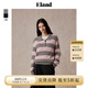 ELAND衣戀毛衣女polo領(lǐng)撞色條紋寬松長袖休閑上衣2024冬新款 灰色(15)Grey M 165