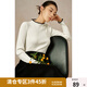 獨(dú)束大碼女裝撞色木耳邊浪漫修身針織衫冬新款微胖MM氣質(zhì)針織內(nèi)搭 云朵白 M (尺碼：1)