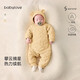 babylove新生兒連體衣秋冬款夾棉保暖和尚服初生嬰兒哈衣系帶睡衣爬服冬裝