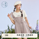 紫涵（ZIHAN）紫涵荷葉邊背帶褲女夏季減齡設(shè)計感寬松闊腿休閑連體短褲 清新紫 S