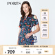 PORTS寶姿商場(chǎng)同款新品女裝優(yōu)雅紅花藍屋露肩連衣裙LN8D131HPT037 丈青印花 S (4)