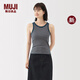 無(wú)印良品（MUJI）女式彈力羅紋編織挖肩背心 上衣女款內(nèi)搭打底吊帶遮副乳 新品 煙熏藍(lán)色條紋 M (160/84A)