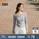 森馬（Semir）[商場(chǎng)同款]長(zhǎng)袖T恤女短款緊身顯瘦2025春木耳邊上衣101125101009