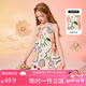 ASK JUNIOR女童連衣裙夏中大童童趣涂鴉滿印休閑吊帶公主裙 花色 140 