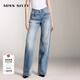 MISS SIXTY【免費(fèi)改褲】進(jìn)口牛仔面料牛仔褲復(fù)古顯瘦百搭女紐扣直筒長褲休閑 中藍(lán) XS (23-24碼)