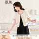 香影（xiangying）小香風(fēng)蕾絲開(kāi)衫外套女短款2025春夏新款花邊法式米白短袖上衣 米色 S