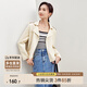 尚都比拉復(fù)古摩登翻領(lǐng)拉鏈鹿皮絨短外套女春秋休閑百搭?yuàn)A克 杏色 S 