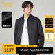 卡賓（CABBEEN）【綿羊皮】真皮夾克男2024秋冬新款黑色商務(wù)鋼壓印花皮衣外套 煤黑色01 XL /180/52