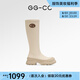 GG-CC【戀綜女主】冬季新款時尚厚底彈力靴顯瘦高筒長靴女靴G24Y3506 米白色 38