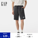 Gap男裝2025夏季新款印花logo輕薄抽繩運動短褲寬松休閑褲727013 灰色 L (175/84A) 亞洲尺碼
