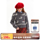 ELLE KIDS童裝 法式經(jīng)典羊毛馬海毛混紡女童毛衣開(kāi)衫秋冬針織外套 灰色 165 (M)