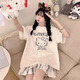 俊俊穗迪美Kiti貓睡衣女夏季2025年新款純棉短袖卡通學(xué)生大碼夏天家居服套裝 短-Z-9920 L 【建議100-120斤】