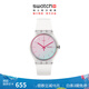 斯沃琪Swatch瑞士手表  炫白極光 日歷 畢業(yè)禮物禮物石英表 混色