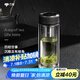 萬象（WANXIANG）雙層玻璃杯節(jié)日禮物送男友大容量便攜禮盒男士商務(wù)辦公車載茶水杯 V21RL-皮紋黑 480ml