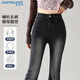 真維斯（Jeanswest）牛仔褲女秋季復古微喇叭辣妹高腰顯瘦小個(gè)子馬蹄褲煙灰2XL