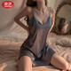 浪莎（LangSha）情趣內衣性感純欲睡衣女吊帶夫妻調情七夕約會(huì )戰袍冰絲后媽包臀裙 灰色吊帶睡裙 均碼 80-120斤
