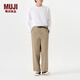 無(wú)印良品（MUJI）男式 絲光斜紋寬版褲 男士長(zhǎng)褲子春季款休閑褲AEZ01C4A 米色 M （170/80A）