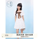 紫涵（ZIHAN）紫涵撞色蝴蝶結(jié)方領(lǐng)連衣裙女2025年夏季新款甜美減齡收腰顯瘦短裙 白底印花 L