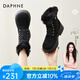 達(dá)芙妮（DAPHNE）雪地靴女冬季靴子短靴棉鞋加絨加厚保暖冬款棉靴 4622608009 黑色/加絨 跟高4.5cm 37 (235mm) 標(biāo)準(zhǔn)碼
