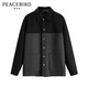 太平鳥(niǎo)男裝 夾克男潮流拼色休閑上衣翻領(lǐng)秋冬季外套男 黑色1（寬松） L