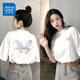 真維斯（Jeanswest）米色短袖女夏季2025新款夏裝小個(gè)子純棉t恤女士上衣寬松休閑體恤 白色 淡彩蝴蝶_KB L