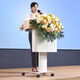 移動演講臺發(fā)言臺學(xué)校講臺桌教師專用升降辦公會議培訓(xùn)接待咨詢臺 原木色主圖款-可移動升降帶抽屜