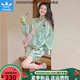阿迪達斯（adidas）三葉草休閑運動服套裝女孩夏季薄款多巴胺穿搭防曬衣防曬服兩件套 綠色防曬衣套裝 XL