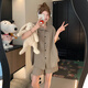 俞兆林睡衣女韓版夏季條紋短袖套裝卡通云朵棉可愛少女開衫家居服