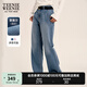 Teenie Weenie小熊女裝牛仔褲2025春季新款立體壓花復(fù)古喇叭休閑褲 中藍(lán)色 L 170