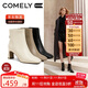 康莉（COMELY）瘦瘦靴短靴女冬季新款粗跟法式方頭高跟時(shí)裝靴 米白色/絨里 38
